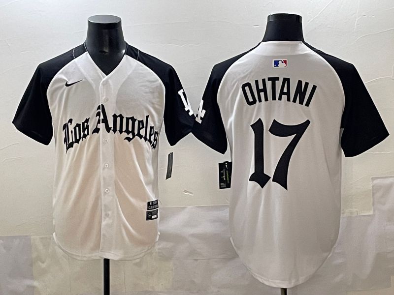 Men 2025 Los Angeles Dodgers #17 Ohtani White black Five generations Joint Name Nike MLB Jersey style 52610->los angeles dodgers->MLB Jersey